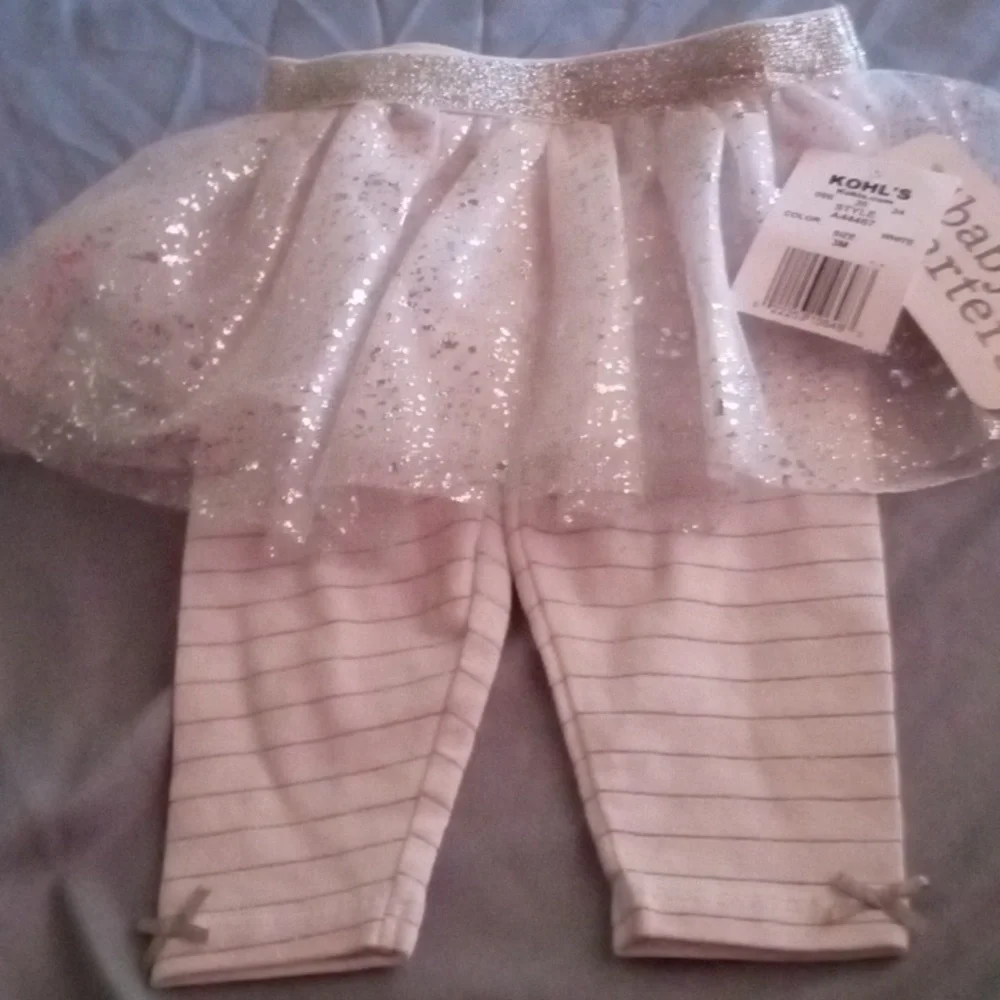 NWT Baby Starters 3 Months Baby Girls Legging Pants with Tulle Skirt attached - Picture 2 of 8
